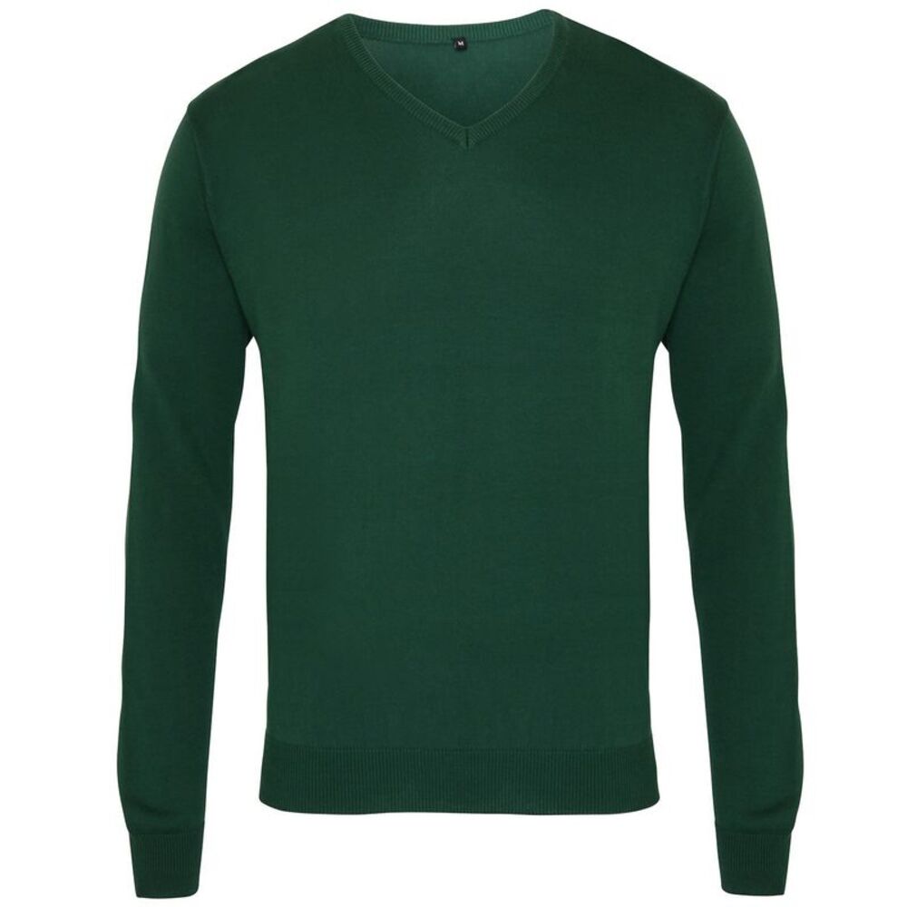 Premier Mens V-Neck Knitted Sweater Sweatshirt Workwear Sizes XS-4XL / Bottle